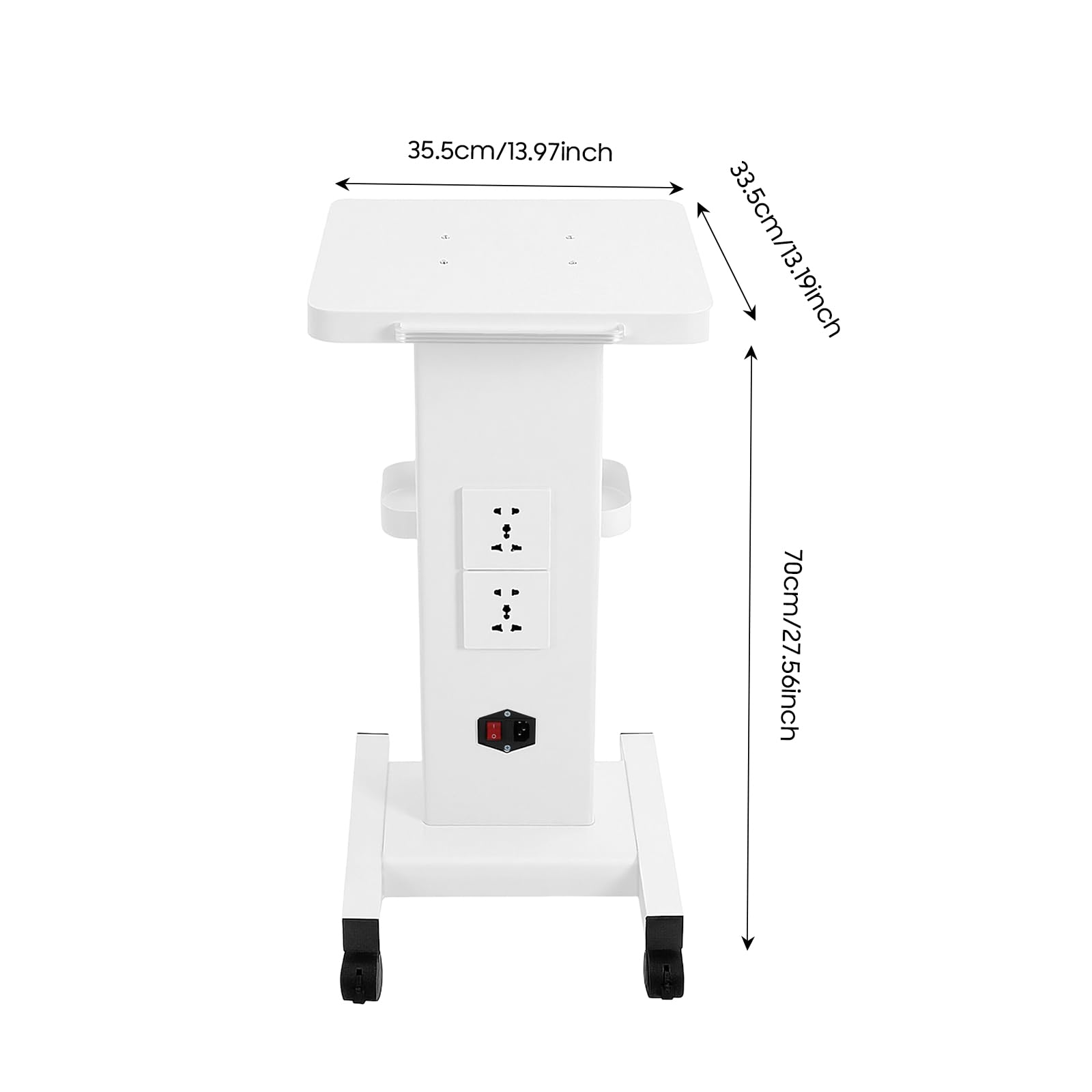 Rolling Beauty Salon Cart with Wheels, Tray, Storage & US Power Outlet