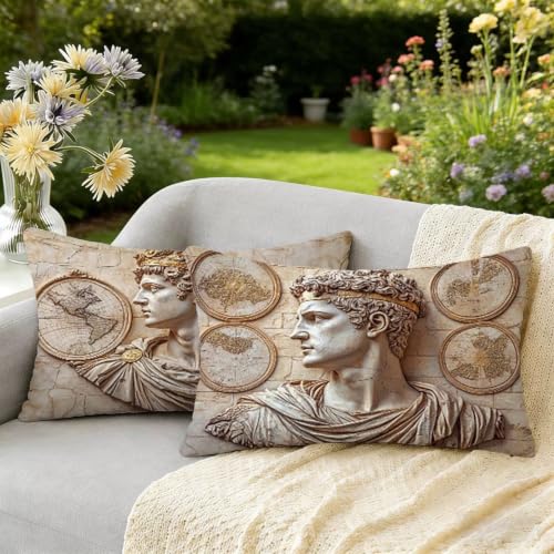 Housse coussin 40x80 lot de 2 imperméable imprimé ange pour extérieur