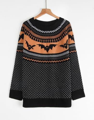 Image of Women's Long Sleeve Crewneck Casual Fall Winter Fair Isle Pullover Sweaters