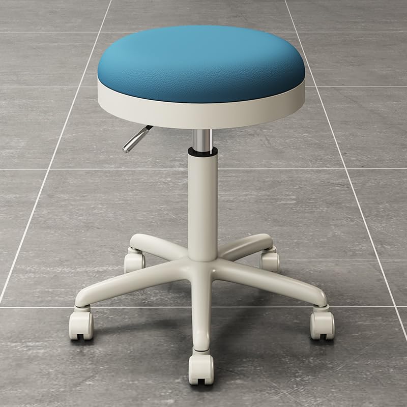 Tabouret pivotant à roulettes réglable blanc pour salon de coiffure