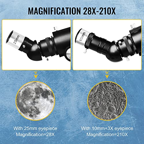 Teleskop Astronomie, 70 mm Öffnung und 700 mm Brennweite (28x-210x), Professionelles Refraktor-Teleskop für Erwachsene… – Bild 4