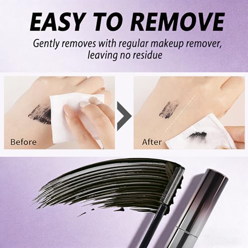 Iron Eye Mascara, Mascara für ältere Frauen, 3D Curling Schwarz Wasserfes MetalMascara, Doppelflügeliger Bürstenkopf, Wimperntusche mit Metallbürste, Volumen & Länge, Leicht & Ohne Klumpen（Schwarz)