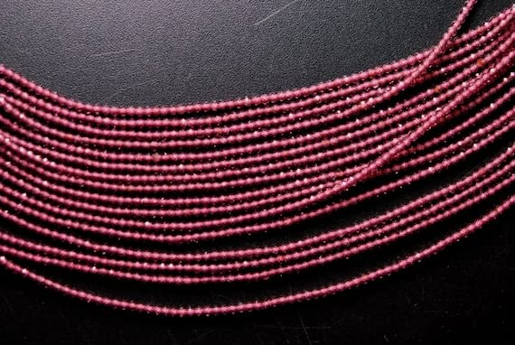 Rhodolite facettée 1.90mm perle naturelle en fil pour création de bijoux faits main