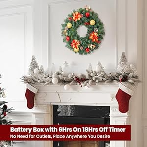 24inch Extra Large Pre-lit Christmas Wreath 8 Modes Lighting Artificial Deluxe Lighted Christmas Wreath Decorations Ornament with LED Lights Door Window Fireplace Decor Timer Function (24 INCH) 24inch Extra Large Pre lit Christmas Wreath 8 Modes Lighting Artificial Deluxe Lighted Christmas Wreath Decorations Ornament with LED Lights Door Window Fireplace Decor Timer Function 24 INCH