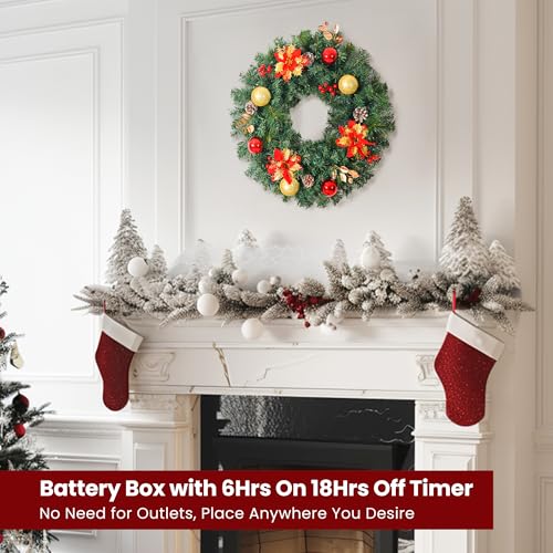24inch-Extra-Large-Pre-lit-Christmas-Wreath-8-Modes-Lighting-Artificial-Deluxe-Lighted-Christmas-Wreath-Decorations-Ornament-with-LED-Lights-Door-Window-Fireplace-Decor-Timer-Function-24-INCH 24inch Extra Large Pre lit Christmas Wreath 8 Modes Lighting Artificial Deluxe Lighted Christmas Wreath Decorations Ornament with LED Lights Door Window Fireplace Decor Timer Function 24 INCH