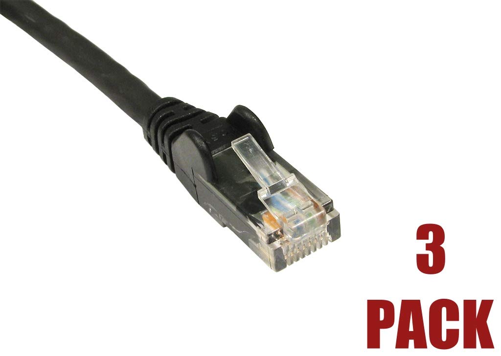 World of Data 2m BLACK Network Cable - CAT5e (enhanced) / RJ45 / Ethernet/Patch/LAN/Router/Modem / 10/100 3 PACK