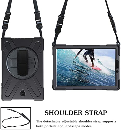 Gerutek for Samsung Galaxy Tab S4 Case 10.5 Inch SM-T830/T835/T837 Heavy Duty Shockproof Rugged Case with 360 Rotating Stand,Hand/Carry Strap Protective Cover for Samsung Tab S4 10.5 Inch 2018, Black - Image 8