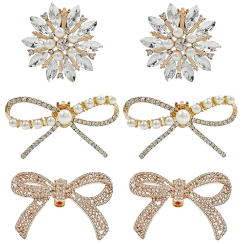 TYXHXTF 3 Paire Pinces à Chaussures en Strass, Cristal Chaussure Boucle, Femmes Fête de Mariage Décoration de Shoe Clips, Détachable Bijoux Chaussures élégants (or)