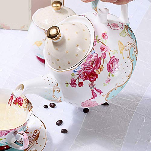 Awhome Tea Pot And Tea Cup And Saucer And Sugar And Creamer Set #TOP2