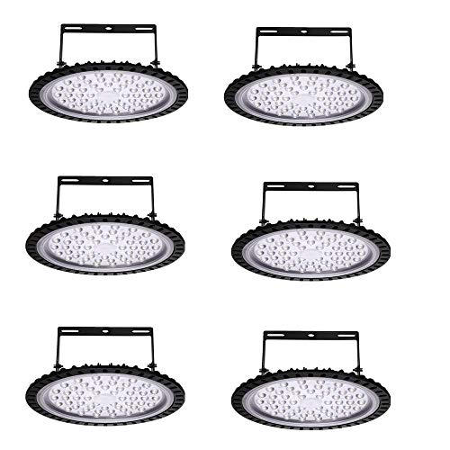 200W UFO LED High Bay Light lamp Factory Warehouse Industrial Lighting, 20000LM ,6000K Cold White ,IP54,Waterproof Dust Proof, Warehouse LED Lights- LED High Bay Lighting LED Shop Lighting (6pcs)