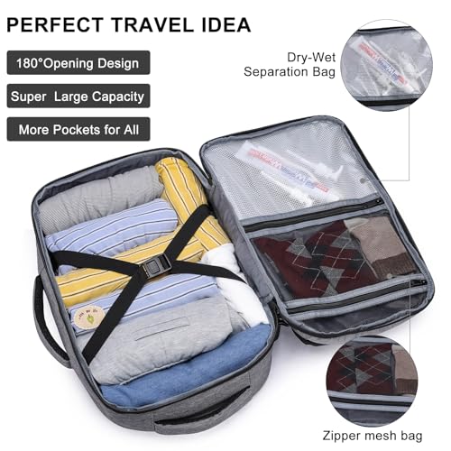 Asenlin Travel Backpack for Women Men,Flight Approved Carry On Luggage 30L Water Resistant Business Laptop Backpacks Fits TSA 15.6 Inch Computer College Weekender Outdoor Hiking-Grey — view 5