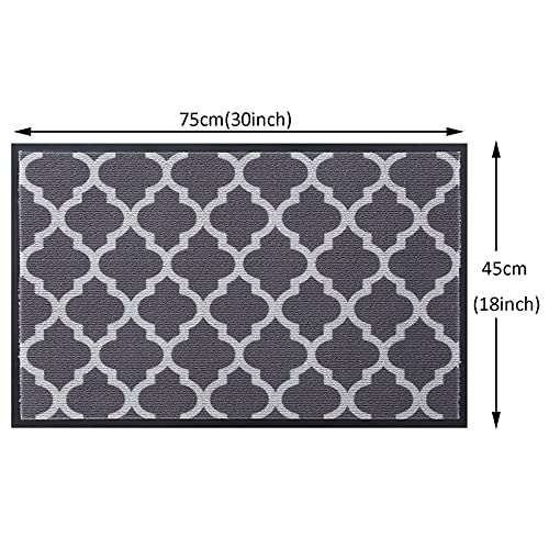 Tapis d'entrée rectangle gris 45x75 cm lavable et ultra absorbant pour porte - 4