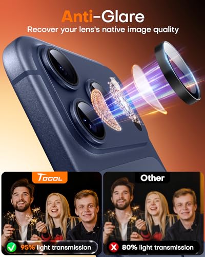 Image of TOCOL Camera Lens Protector for iPhone 17 Pro Max /iPhone 17 Pro Tempered Glass HD Individual Scratch Resistant Camera Cover Accessories Case Friendly 2 Pack(Black)