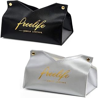 2 Pezzi Scatola in Pelle per Fazzoletti, Porta Fazzoletti Auto, Porta Fazzoletti in Pelle, Scatola Portaoggetti Impermeabile in Pelle, per Soggiorno, Camera da Letto, Bagno, 2 Colori