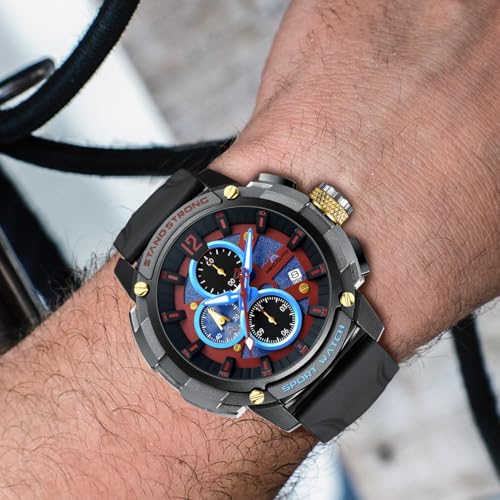 Image of MEGALITH Heavy Duty Watches for Men: Sport Military Analog Wrist Watch | 1 /10 Sec Chronograph, Large Face, Silicone, Waterproof Luminous, Black Everyday Watch, Work Outdoor,Gifts for Husband Father