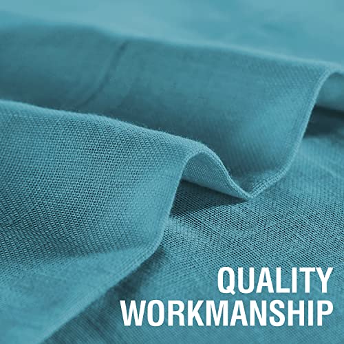 H.versailtex Linen Sheer Curtains 84 Inches Long Semi Sheer Curtains - Privacy Added Silver Grommet Linen Curtain Panels For Living Room/Bedroom Light Filtering Curtains (Turquoise, 2 Panels) #TOP3
