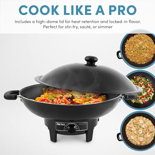 Image of AROMA 7Qt. Electric Wok, Easy Clean Nonstick, Dishwasher Safe
