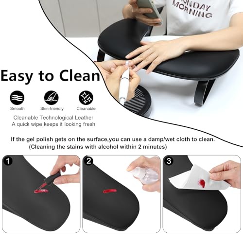 Accoudoir pour manucure anti fatigue repose-main en cuir lavable - 3