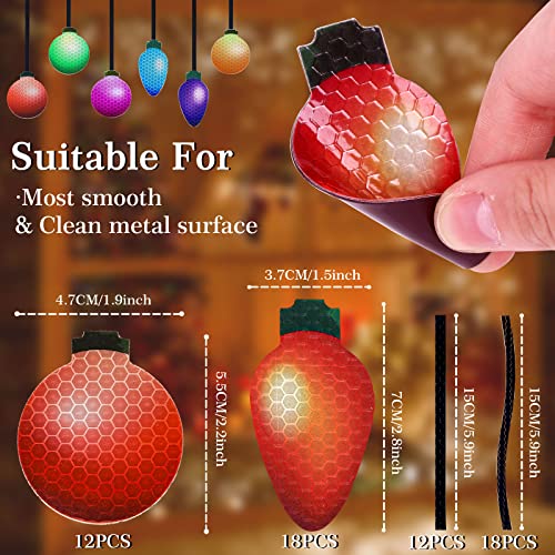 Whaline W5167 60Pcs Christmas Reflective Car Magnet 18Pcs Colorful Bulb Light Magnets 12Pcs Colorful Balls thumb #2