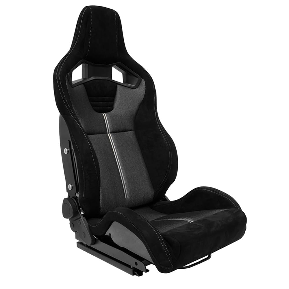 Sedile Sportivo 'NK Premium' - Pelle scamosciata Nero + Tessuto Grigio 'Mesh' - reclinabile doppia regolazione in Poliestere - incl. Slitte