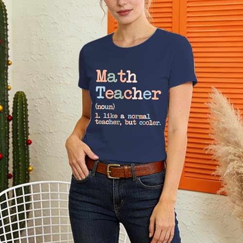 Image of Math Teacher Shirts for Women-Teaching Life Short Sleeves | Featuring inchMath Teacher (noun) Like a Normal Teacher But Cooler inch Design Great Gift for Math Lovers & Educators