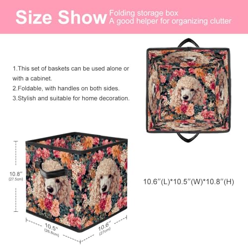 Panier de rangement pliable caniche avec double poignées solides pour étagère