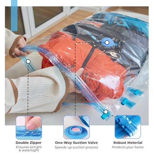 Image of Lifelong Pack of 5 Vacuum Bags for Travel | Vacuum Storage Bags with Pump, Packing & Large Storage Bags for Clothes & Other Items | Reusable Space Saver Bags for Storage |More Space to Keep Essentials