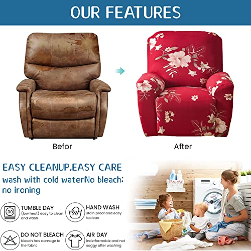 Image of Eco-Ancheng Recliner Slipcovers 4-Pieces Lazyboy Recliner Covers Recliner Couch Covers Recliner Chair Cover Non Slip Reclining Slipcovers with Storage Pockets Furniture Protector for Living Room
