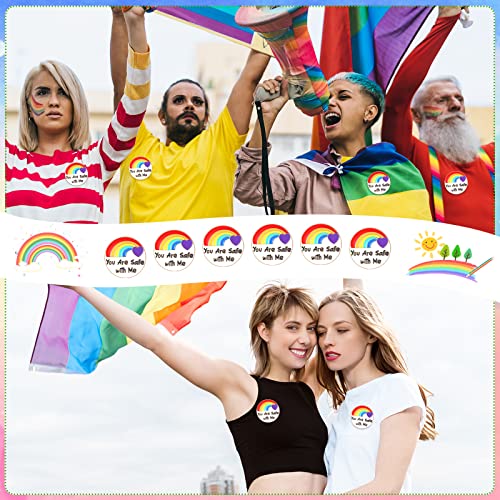 Image of Giegxin 40 Pcs You Are Safe with Me Enamel Pins for Backpacks Rainbow Pride Lapel Pins Bulk Lgbtq Brooch for Doctor Nurse Medical Hat Clothes Bags Accessories Gifts