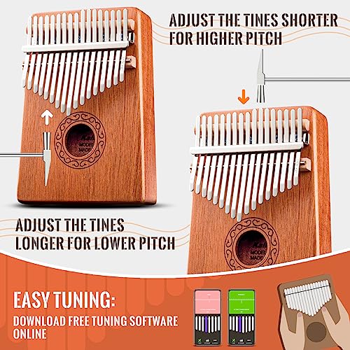 CAHAYA Kalimba Thumb Piano Portable - 17Keys Finger Piano Marimbas with Carrying Bag, Tune Hammer Musical Instruments Gift for Kid Adult Beginners CY0338 - Image 5
