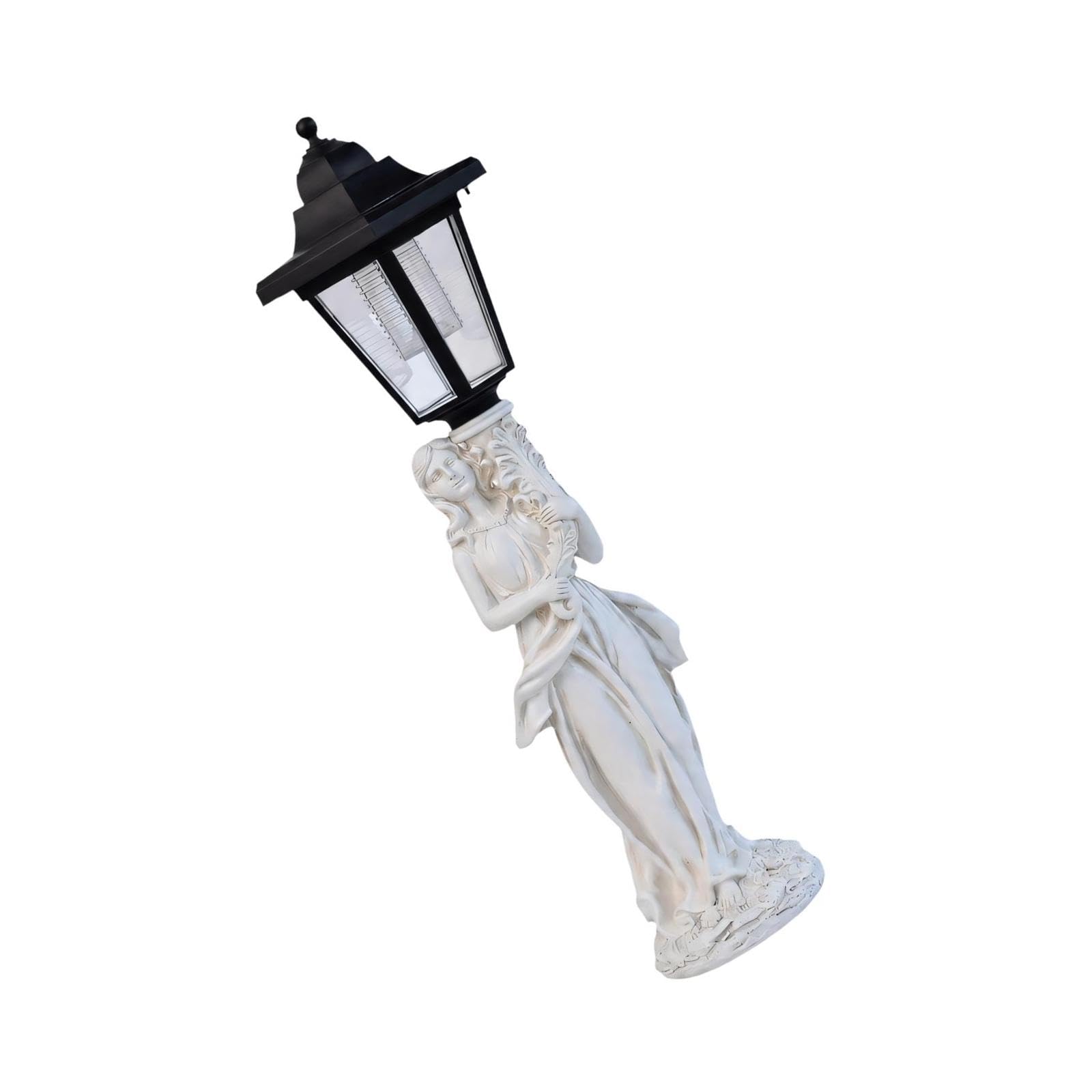 Luz de estatua para porche con carga solar y linterna clásica, A