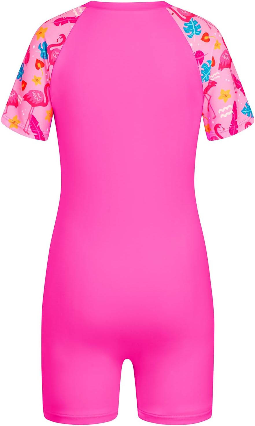 Alakuoti Girls Short Sleeve UPF 50+ Rash Guard Teen Colour Block One Pieces Bathing Suits with Zip 6-14 Years