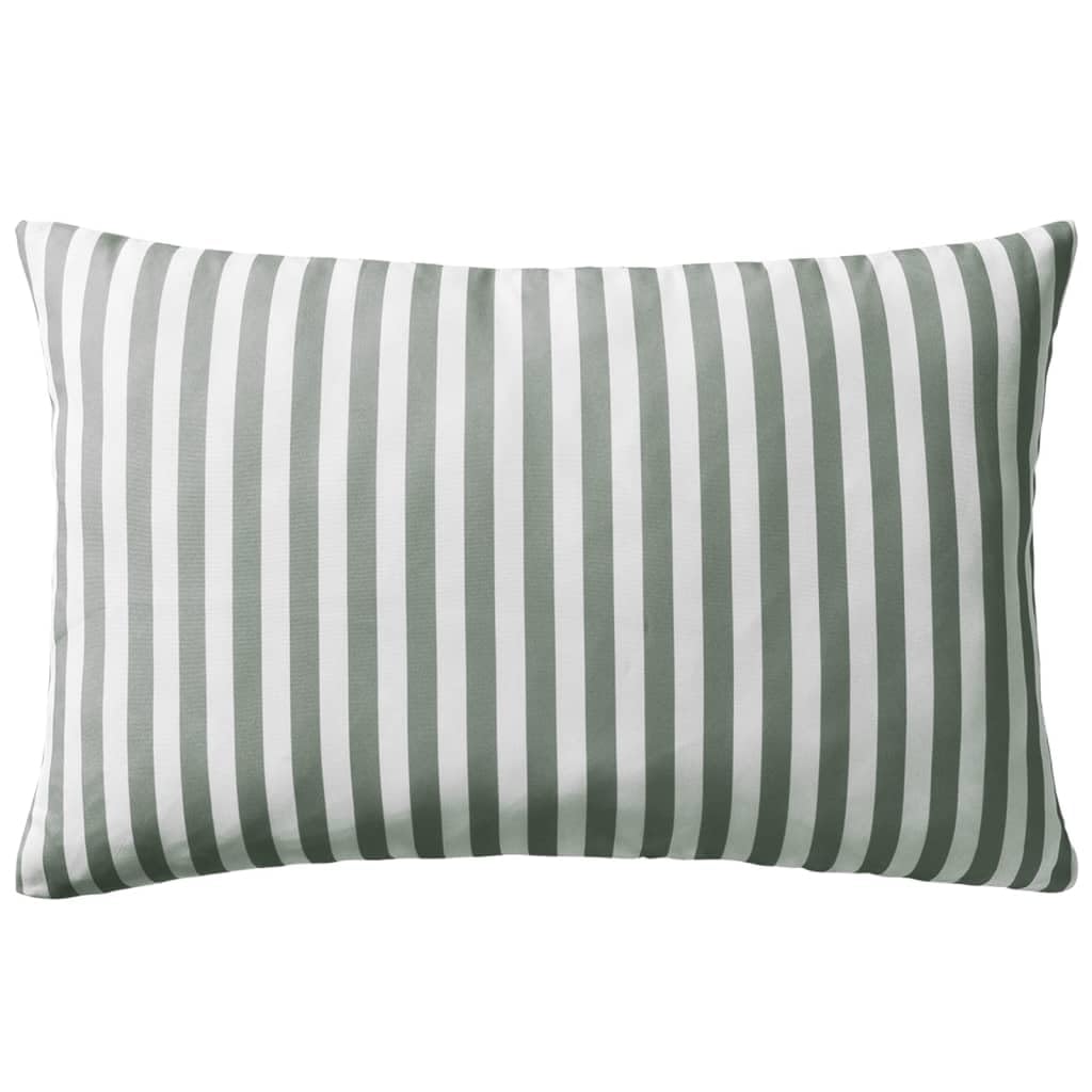 vidaXL 2X Cuscini da Esterno Guanciali Decorativi da Giardino Robusti Resistenti Sedie Divani con Cerniera in Poliestere Stampa a Righe 60x40 cm Grigi