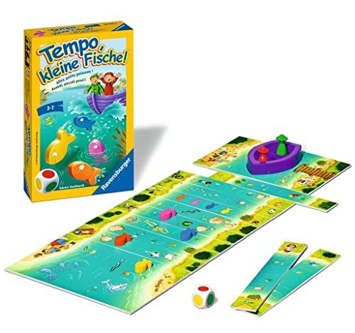 Ravensburger 23334 - Tempo, kleine Fische, Mitbringspiel für 1-6 Spieler, Kinderspiel ab 3 Jahren, kompaktes Format, Reisespiel, Brettspiel - Geburtstagsgeschenke