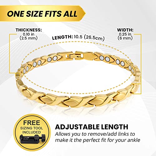 Image of MagnetRX Womens Magnetic Ankle Bracelet - Ultra Strength Magnetic Anklets with 34 Magnets - Titanium Ankle Bracelets for Women (Gold)