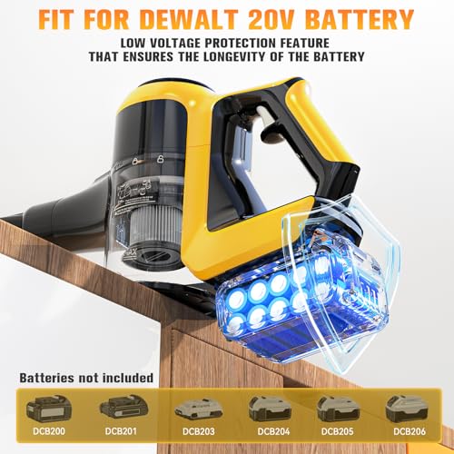Image of Cordless Vacuum Cleaner Compatible with DeWALT 20v Battery(no Battery), 6 in 1 Lightweight Stick Vacuum with 2 Mode Suction, 250W Brushless Motor, Stick Cordless Vacuum Hardwood Floor Pet Hair