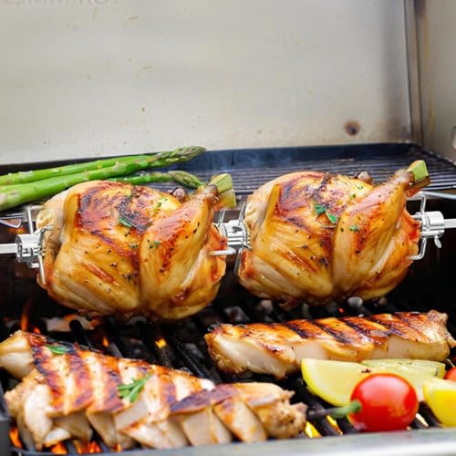 Accesorios para asador giratorio con tenedor de carne y pinchos para barbacoa de pollo 8