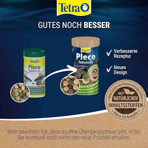 Tetra Pleco XL Tablets – Nährstoffreiches Fischfutter für alle größeren pflanzenfressenden Bodenfische mit unterständigem Maul, 133 Tabletten Dose – Bild 3