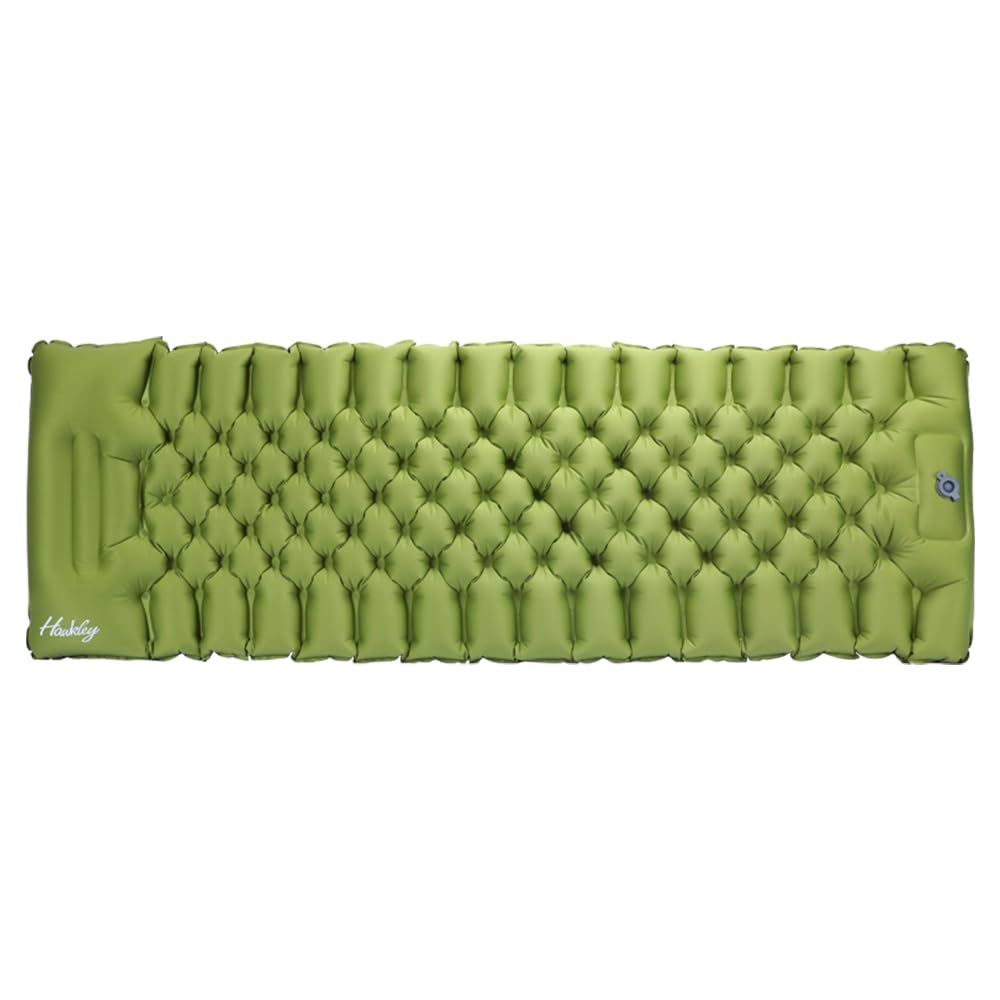 WOLFSTORM Camping Inflatable Sleeping Pad, Ultra-Light Built-in Foot Pump Inflatable Camping Pad, Compact Camping Comfortable Sleeping Pad for Camping Backpacking Hiking Tent Travel (Green)