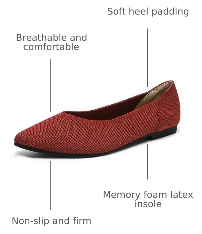 Image of Semwiss Women's Ballet Flats Comfortable Work Dressy Pointed Toe Shoes | Office-ready Comfort: Breathable Knit, Soft Memory Foam, Slip-on Lightweight, Foldable Flats for Business Casual & Formal