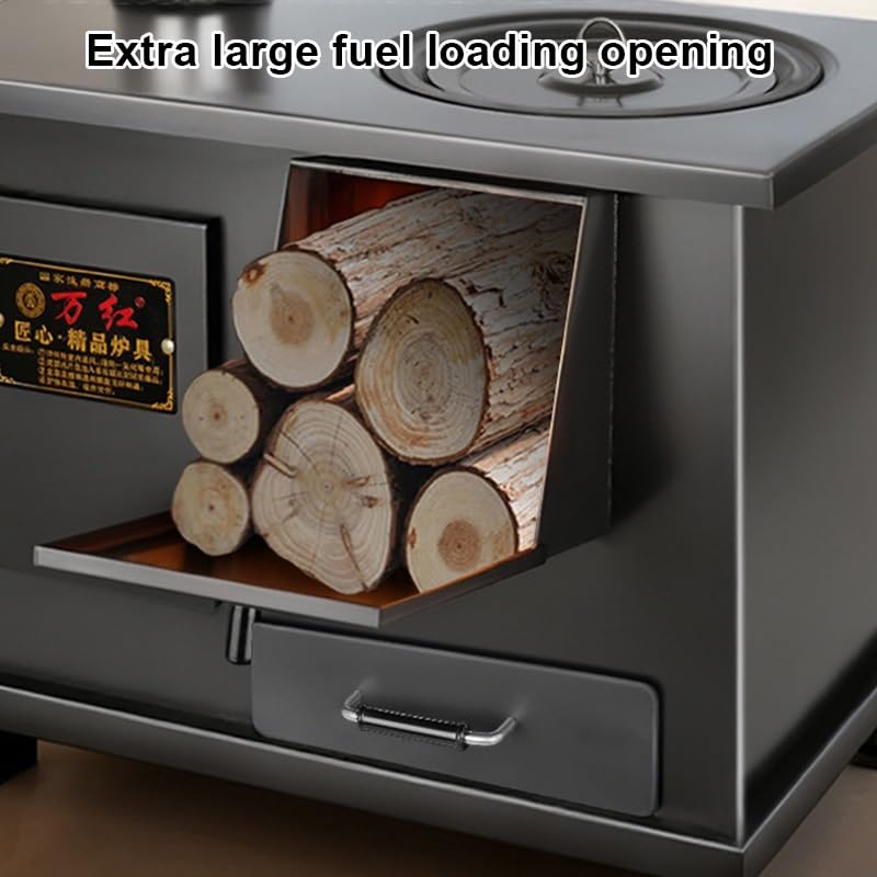 Stufa a legna con forno riscalda rapidamente forno rinforzato su entrambi i lati robusto saldato senza fumo per riscaldamento domestico interno