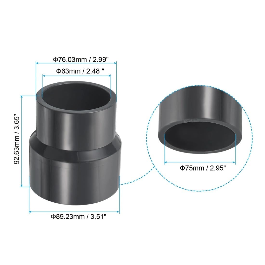8 x 6 in. Galvanized Connector Pipe Reducer & Increaser