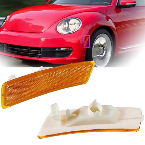 BST BSSP 2PCS Amber Yellow Lens Front Bumper Side Marker Light Housing for Volkswagen VW Beetle 2012-2019 Tiguan 2018-2021, Replace #5C5945071A, 5C5945072A, Left Driver & Right Passenger Side