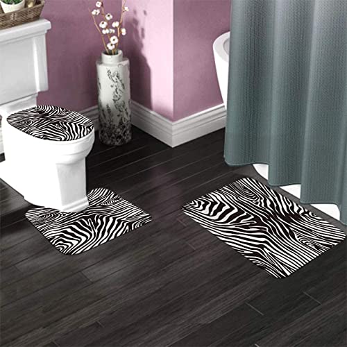 Badezimmerteppich-Set, 3-teilig, stilvolle lebensechte Zebrastreifen, Badematten-Set, WC-Konturmatte, Deckelbezug, rutschfeste Bodenmatten – Bild 4