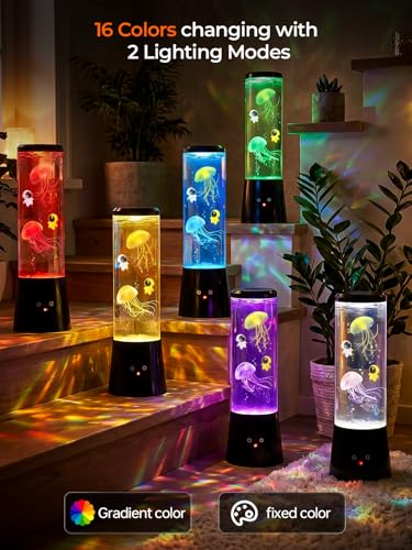 Image of Jellyfish Lamp,16 Color Mood Astronaut Night Light, Whisper-Quiet Sensory Aquarium Light, Dual Power Mode Decorative Night Lamp with Remote Control & Timer Suitable For Home Office Decoration and Gift