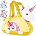 BRUBAKER Licorne Arc-en-Ciel en Peluche dans Un Sac à Main - 20 cm - Peluche dans Un Sac - Jaune
