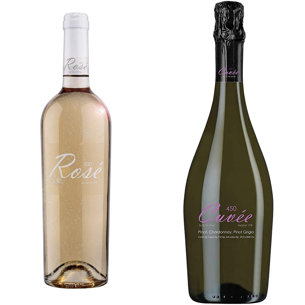 Rosé 500 'Zero Sugar - Zero Carbs', 12 ABV, 75cl By SLIM Wine & Cuvée 450 'Zero Sugar - Zero Carbs' Sparkling Italian Rosé, 11 ABV, 75cl By SLIM Wine