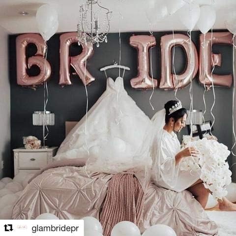 Miniatura 4 de Glanzzeit Globos de aluminio de oro rosa de 34 pulgadas, letras de la A a la Z, números del 0 al 9, globos de helio para novia, baby shower, boda,