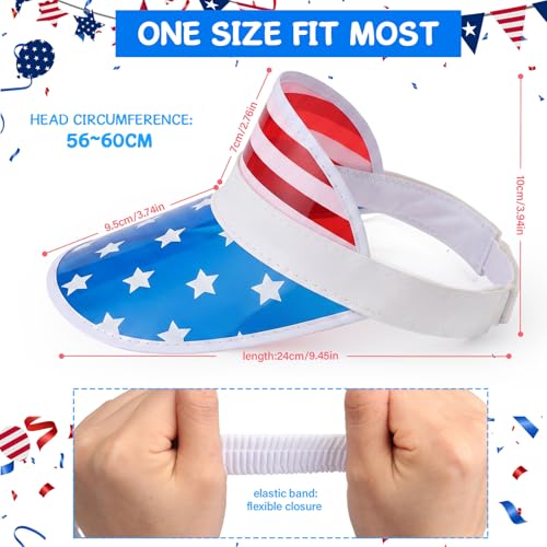 Image of Vabean American Flag Visor 4th of July Hat UV Protection Plastic Patriotic USA Visor Cap for Women Men Beach Accessories