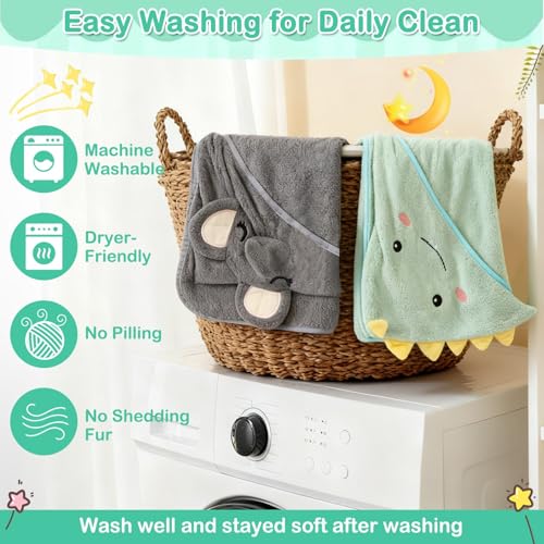 Image of Sublaga 12 Pcs Baby Towels and Washcloths Set, 3 Pcs Baby Bath Towels & 8 Pcs Washcloths Set, Cute Baby Towels, Ultra Absorbent Soft Newborn Bath Essentials Gifts for Boys & Girls